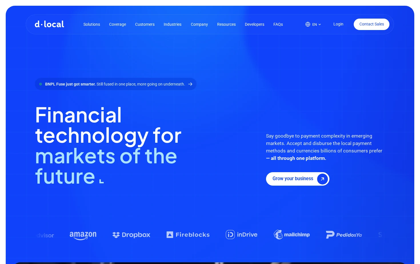 dLocal 页面快照